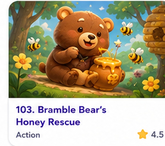 Bramble Bear’s Honey Rescue — free physics puzzle game starring Bramble Bear