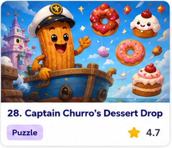 Captain Churro’s Dessert Drop — free puzzle game starring Captain Churro