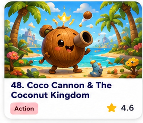 Coco Cannon & The Coconut Kingdom — free physics puzzle game starring Coco Cannon