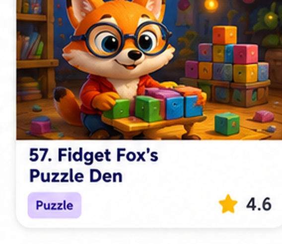 Fidget Fox’s Puzzle Den — free puzzle collection game starring Fidget Fox