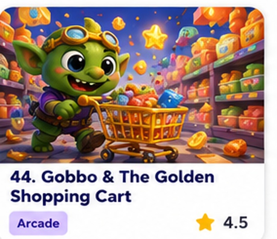 Gobbo & The Golden Shopping Cart — free runner game starring Gobbo