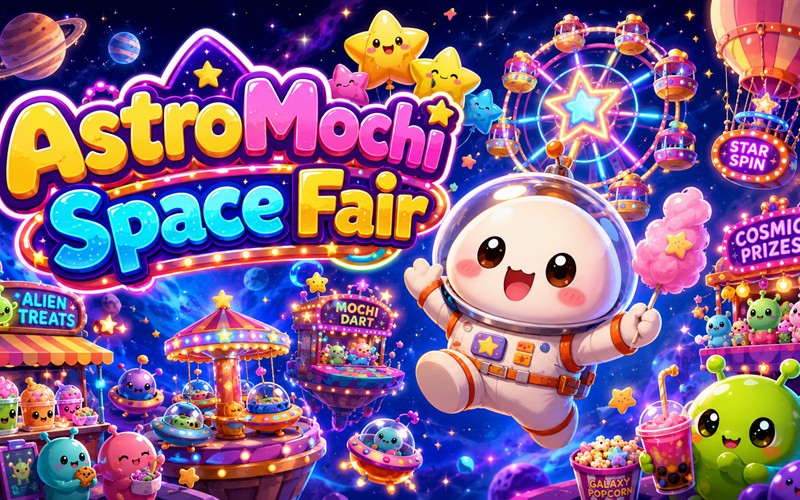 AstroMochi Space Fair — free mini games game starring Mochi-9