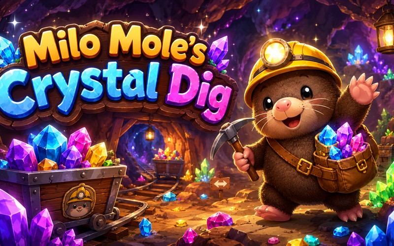 Milo Mole’s Crystal Dig — free digging puzzle game starring Milo Mole