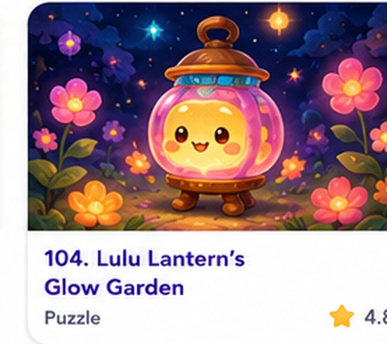 Lulu Lantern’s Glow Garden — free light puzzle game starring Lulu Lantern
