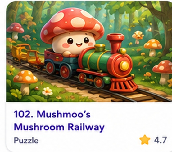 Mushmoo’s Mushroom Railway — free track puzzle game starring Mushmoo