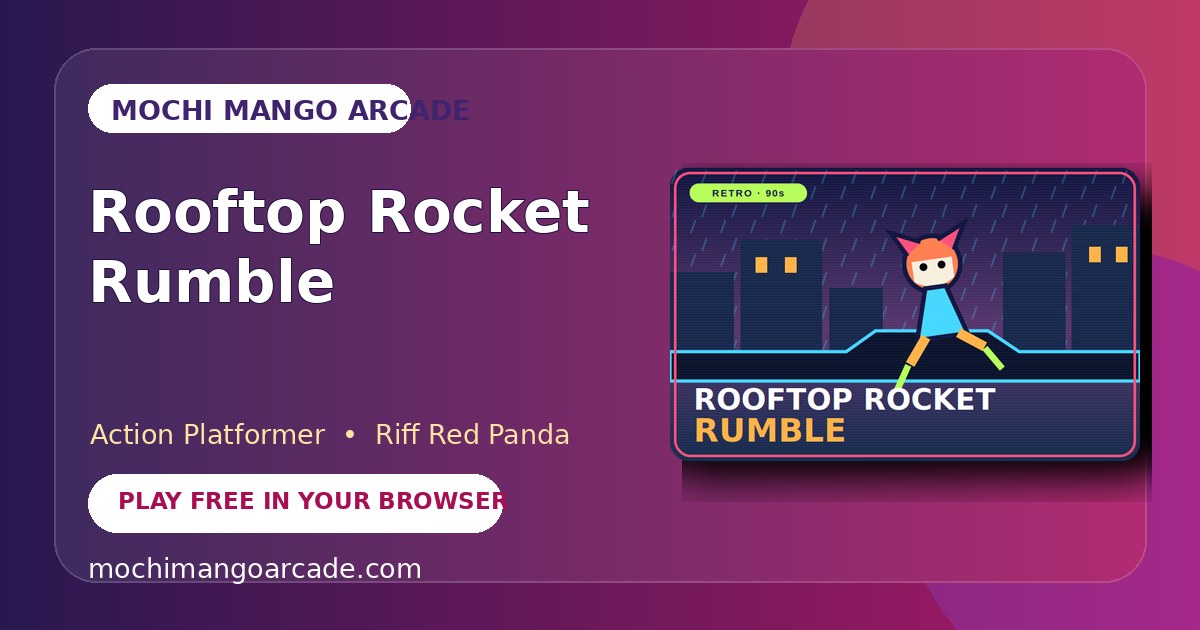 Rooftop Rocket Rumble — free action platformer game starring Riff Red Panda